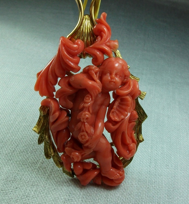 Oustanding Coral Cameo of a Cherub